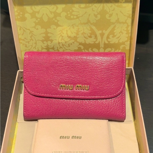 MIU MIU Madres Pink Compact Wallet Authentic